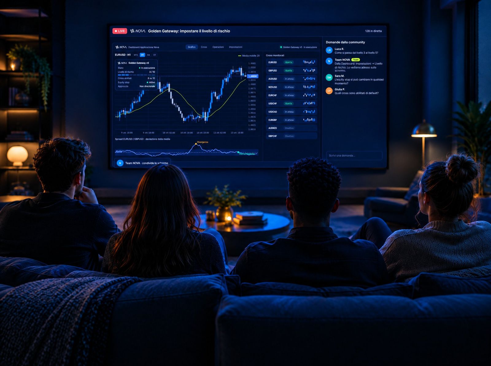 NOVA community members watching a live session on Golden Gateway